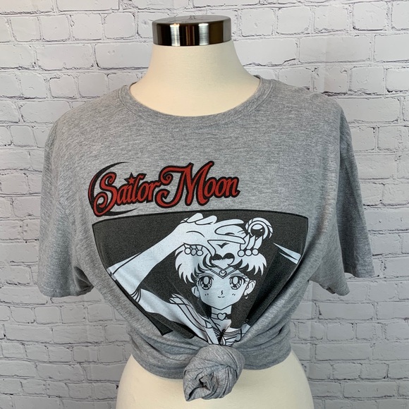 Sailor Moon Tops - Sailor Moon Gray Graphic Tee Shirt Size Large